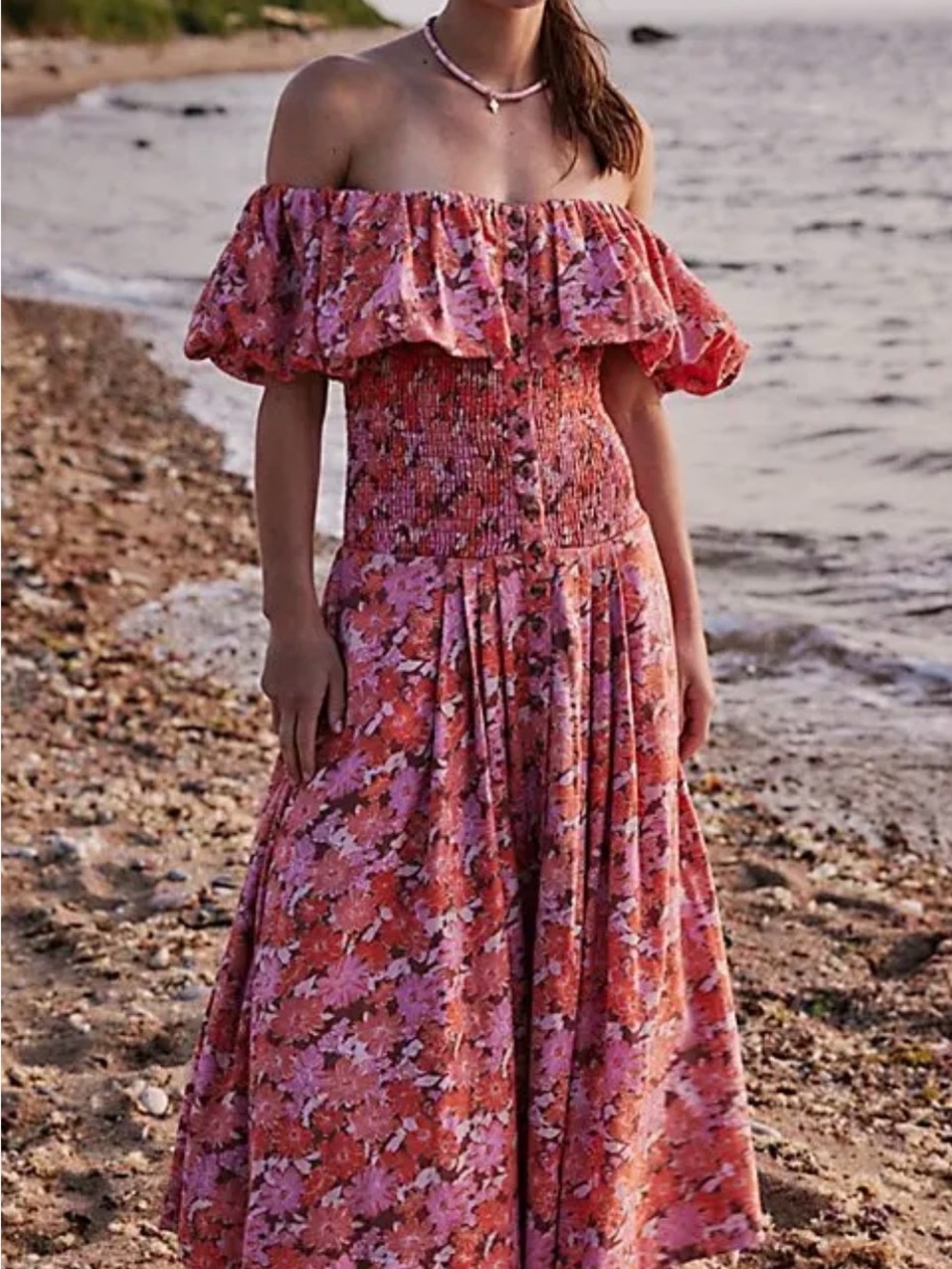Free people Lewis Maxi Dress Off-Shoulder Floral